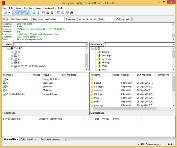  FileZilla screenshot (620 pix) 